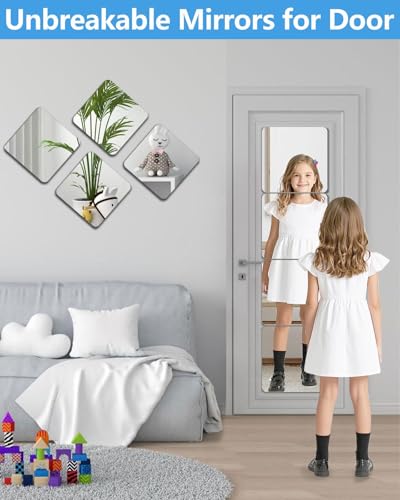 Unbreakable Self-Adhesive Mirror Tiles for Kids - 12PCS 8"x8"