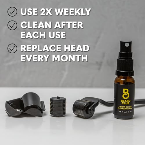 The Beard Club Derma Roller, 3-Pack of Replacement Heads - Beard Roller with Derma Roller Replacement Heads