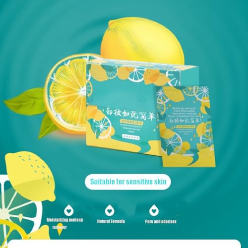 Travel essentials£¬32Pcs Lemon Vitamin C Makeup Remover Wipes,7.8 * 5.9in,for All Skin Types, Soothing Makeup Remover & Facial Cleansing Towelettes