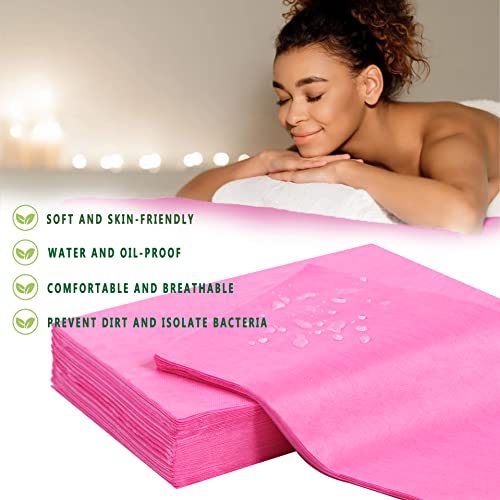 Disposable Massage Table Sheets (31" x 71", 100 Pack) - Pink Spa Bed Cover