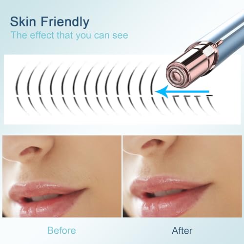 Electric Facial Hair Removal for Women with 2 Replacement Heads - Blue