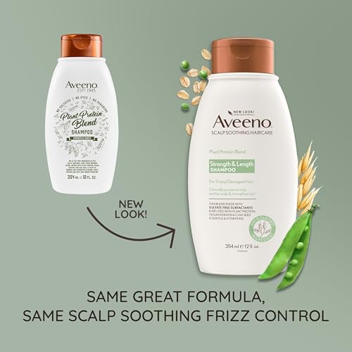 Aveeno Plant Protein Blend Shampoo for Strong Healthy-Looking Hair,12 fl oz,(Pack of 2)
