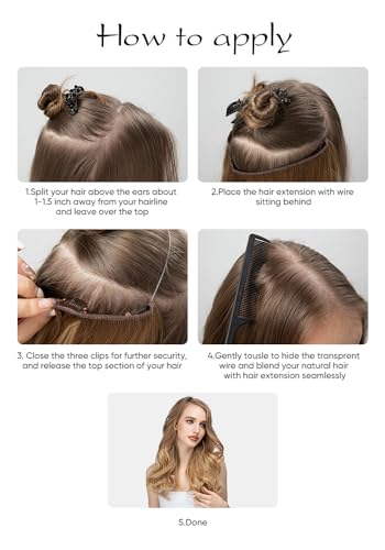 SARLA Invisible Wire Hair Extensions 14 Inch Dark Brown