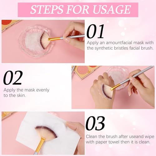 60 Pcs Fan Facial Brushes Fan Mask Soft Facial Applicator Brushes Acid Brush Cosmetic Makeup Blush Applicator Tools for Esthetician Eyeshadow Peel Mud Cream(Champagne, Black)
