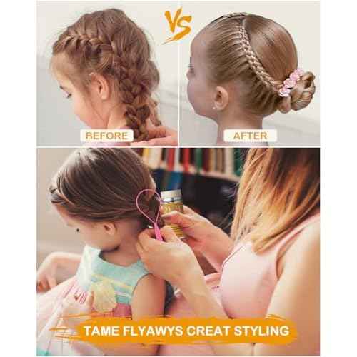 6Pcs Hair Wax Stick Set for Flyaways, Topsy Tail Hair Tools for Women, Teen Girls & Kids, Slick Back Hair Brush, Bun Accessories, Non-greasy Styling Tools Slick Stick, 2.7 Oz