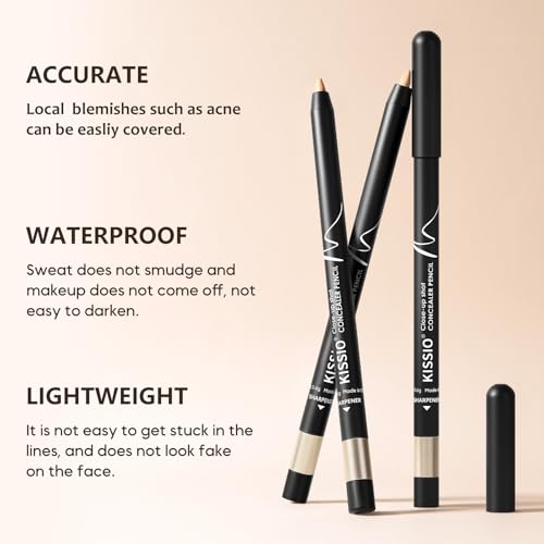 KISSIO Concealer Pencil - Waterproof Under Eye Cover, Shade 02
