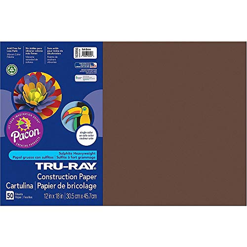 Tru-Ray® Construction Paper, 50% Recycled, 12" x 18", Dark Brown, Pack Of 50