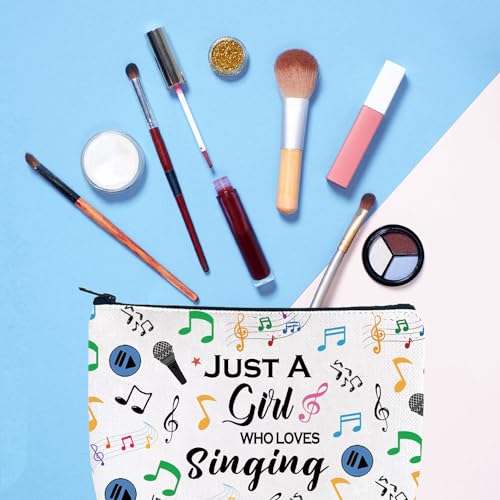 Gzrlyf Singing Makeup Bag Just Girl Loves Singing Singer Gift Karaoke Singing Lover Music Lover Cosmetic Bag (Just singsingMB)