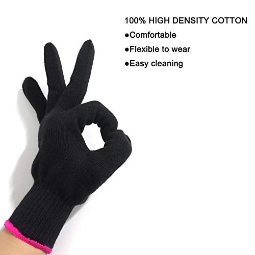 Pink Edge Heat Resistant Hair Styling Glove - Heatproof Up to 250°F, One Size, Black Variation