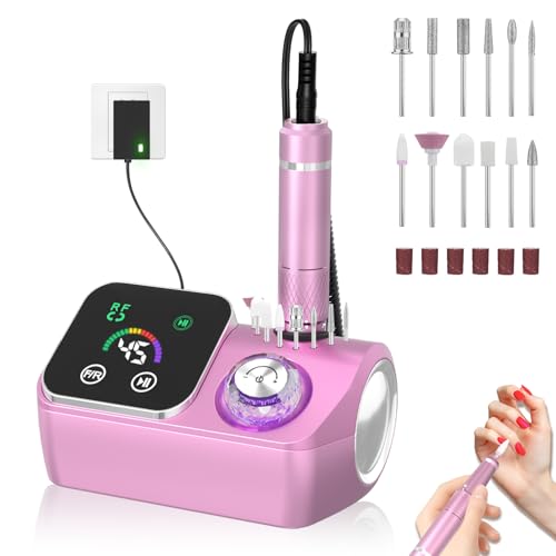 Pink 45000RPM Professional Corded Nail Drill E-File Kit for Salon & Home Use