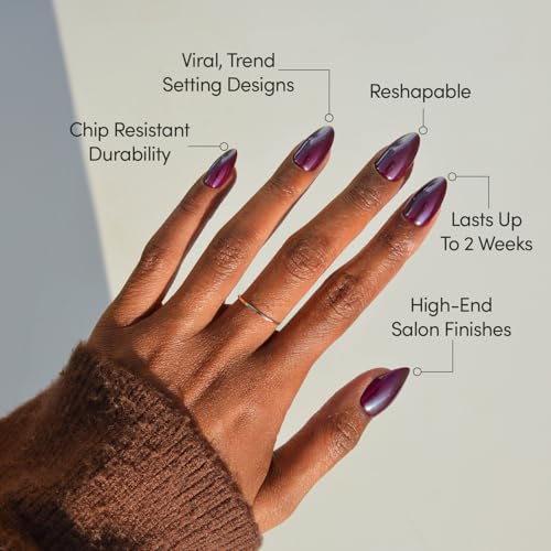 Glamnetic Press-On Nails - Short Almond Deep Purple Glazed Kit