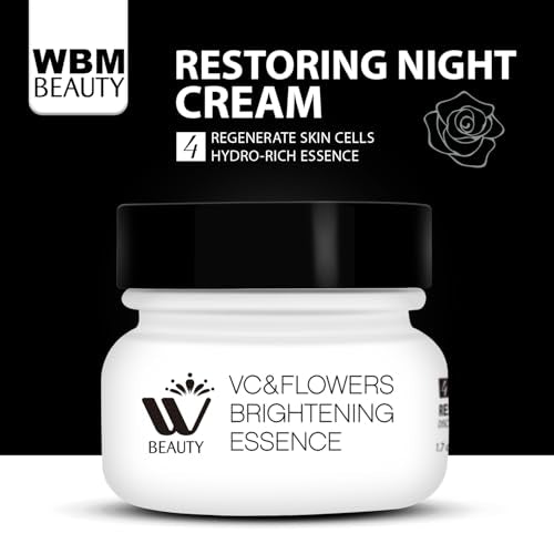 WBM Restoring Night Cream for Face, Anti-Aging Moisturizer with Hydro-Rich Essence. Skin-renewing face cream for a hydrated, youthful look. Size: 1.7 oz.