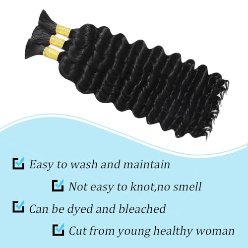 Human Braiding Hair For Boho Braids 22 Inch Natural Deep Curly Bulk