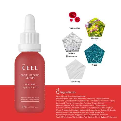 The Ceel Facial Peeling Serum With 10% AHA 2% BHA, Saliscylic Acid Serum for Blemishes, Chemical Peel at Home, Glycolic Acid Peel With Hyaluronic Acid,AHA and BHA, 1.00 fl.oz (30 ml)