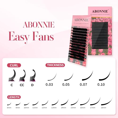 ABONNIE Easy Fan Lash Extensions D Curl 0.07 14mm