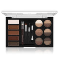 12-Color Eyebrow Powder Palette Kit with 5 Mascaras & Stencils