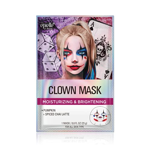 Epielle Halloween Character Sheet Masks - Clown Mask, Skull Mask - Korean Beauty Masks For All Skin Types Purifying & Soothing Facial Masks (4pk)