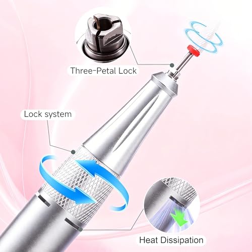 Professional Electric Nail Drill, 45000 RPM Portable Rechargeable Nail FileMachine for Acrylic Nails, E-File Electric Nail File Kit with Battery & LCD Display (Pink-Gradient)