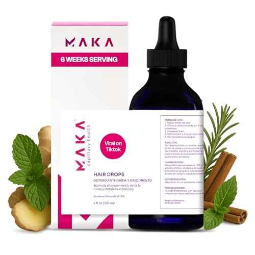 Maka Capillary Hair Growth Drops for Women and Men - Natural Rosemary, Ginger, Cinnamon Ingredients with 1.5% Minoxidil, Anti-Hair Loss and Hair Regrowth Treatment, 4 Oz