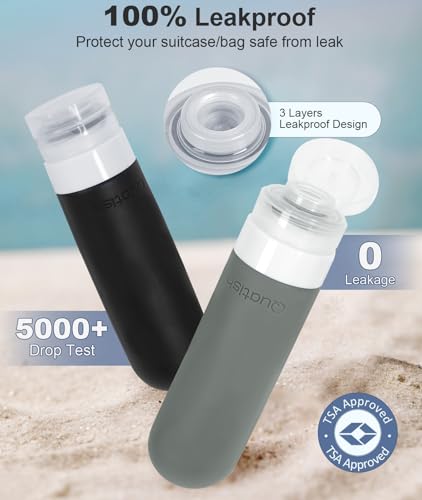 Quatish Leakproof Travel Bottles 6 Pack - TSA Approved 3 oz