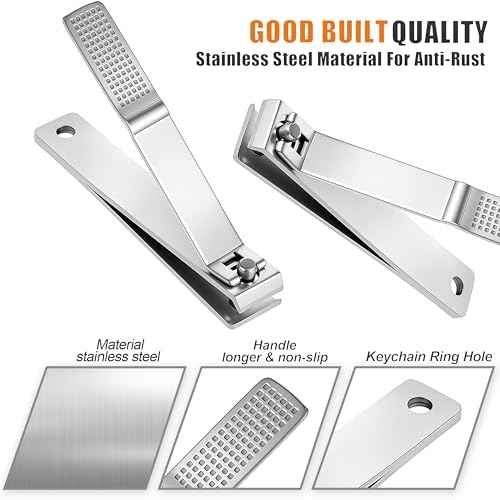 10-Pack Large Stainless Steel Nail Clippers Bulk for Men Women Adults, Straight Edge Toenail Clippers for Thick Nails, 3.15 x 0.6 inch Long Handle Big Toe Nail Clipper Set (Silver)