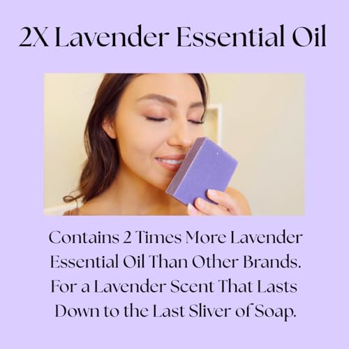 Lavender and Goats Milk Soap Bar. Natural Lavender Soap with Organic Shea Butter & Pure Essential Oils. Gentle for Face and Body. For Men, Women & Teens. Handmade in USA. 4.5 oz Bar.