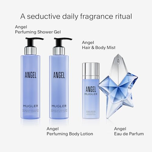 Mugler Angel - Shower Gel - Floral & Woody Womens Scented Body Wash - With Peony, Praline, and Wood Accord- 6.7 Fl Oz