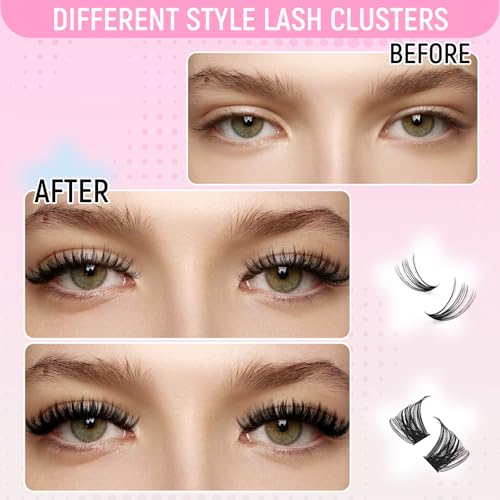 D Curl Lash Clusters Kit - DIY Eyelash Extensions with Bond & Seal