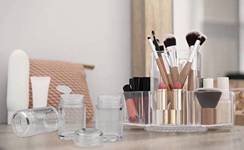 6x 10g Clear Loose Powder Jars with Sifter - Refillable