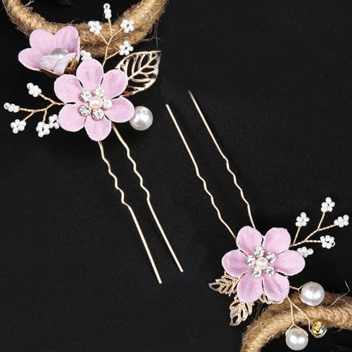 10 Piece Purple Floral Hair Comb & Pin Set for Weddings