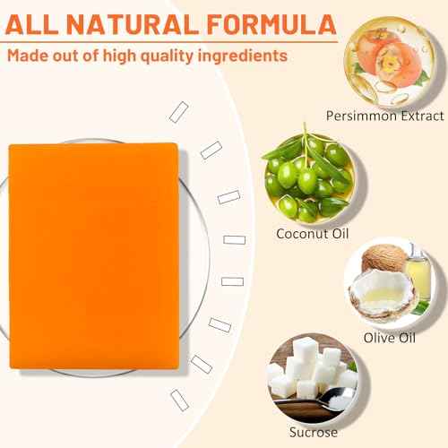 3 PCS Persimmon Soap Bar for Old People Smell, Natural Deodorant Body Face Bar Soap for Body Odor Control, Remove Bad Body Odor, Men & Women Deodorizing, Handmade Body Deeply Cleansing Bar Soap