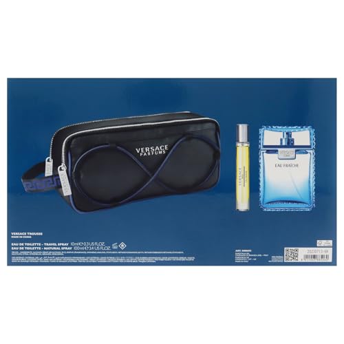 Versace Man Eau Fraiche 3-Piece Gift Set - 3.4 oz EDT, Travel Spray & Bag