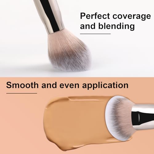 TEOYALL Domed Foundation Brush - Soft Dense Makeup Blending & Stippling Brush