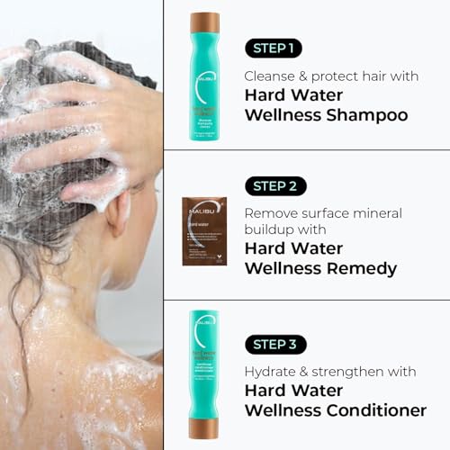 Malibu C Hard Water Wellness Shampoo and Conditioner Duo (9 oz) - Hydrating Hair Care for Shine & Manageability - Protects from Waterborne Elements That Cause Dry, Damaged Hair
