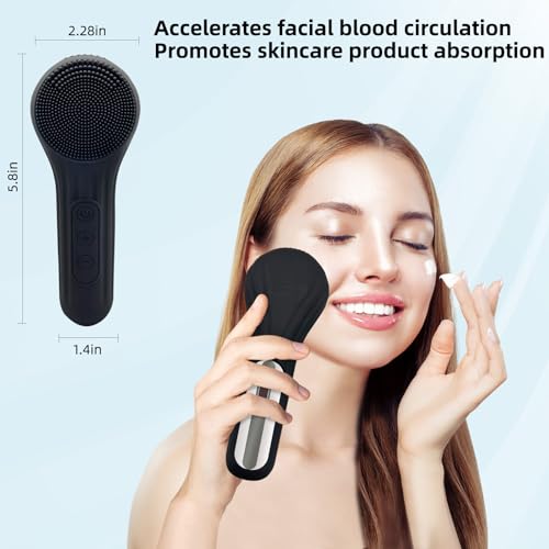 Electric Silicone Facial Brushes for Cleaning and Exfoliating,Electric Face Scrubber with Waterproof and Rechargeable Facial Skin Care for Women and Men£¨Black£©