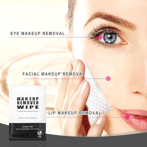 Gisdo 50 Pcs Makeup Remover Wipes - Individually Wrapped Cleansing Pads