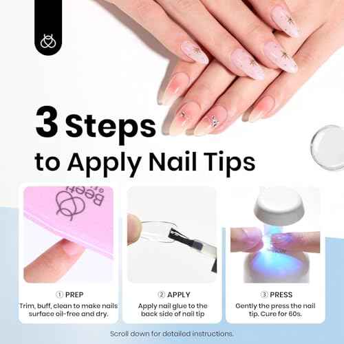 beetles Gel Polish 9 in 1 Gel Nail Glue for Clear Acrylic Nails Tips, Long Lasting Super Strong Brush Nail Glue for Fake Nails, Base Blooming Nail Gel, New Safe Formula, U V Light Cure