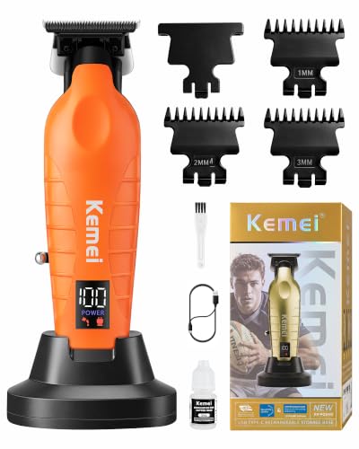 KEMEI PG2499 Orange Cordless Hair Clipper for Men – Beard & Hair Trimmer with 7000 RPM