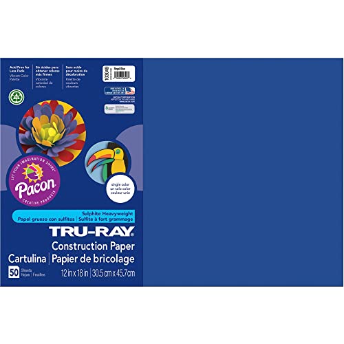 Tru-Ray® Construction Paper, 50% Recycled, 12" x 18", Royal Blue, Pack Of 50