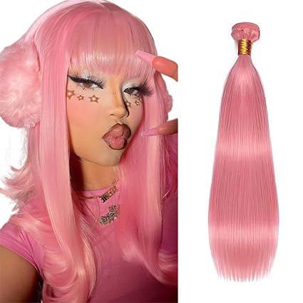 Pink Straight Human Hair Bundle 32 Inch 50g Brazilian