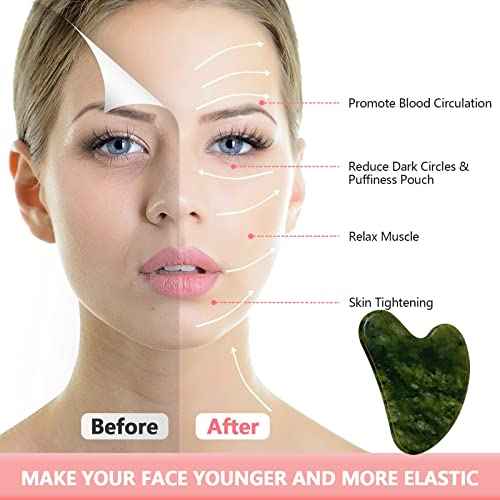 OXT Gua Sha, Premium Gua Sha Facial Tools, Guasha Tool for Face Upgraded, Guasha Natural Jade Stone (Dark Green)