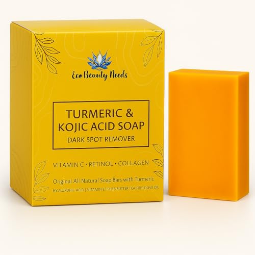 Original Kojic Acid Dark Spot Remover Soap Bars with Vitamin C, Retinol, Collagen, Turmeric Infused with Hyaluronic Acid, Vitamin E, Shea Butter, Olive Oil- 1 Bar
