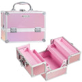 FRENESSA Makeup Train Case 8.85 Inch Portable Makeup Case Organizer Cosmetic Box Make Up Box Makeup Organizer Cosmetic Storage Cases with Locking Nail Kit Organizer Small Travel Case Mermaid Pink
