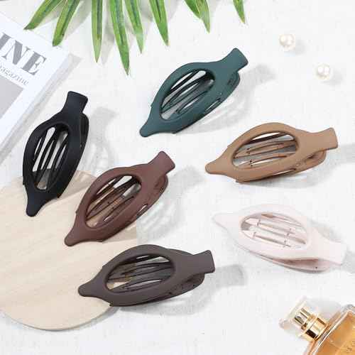 Flat Hair Clips for Women - 6 PCS French Flat Claw Clips Medium Hair Clips for Girls Large Hair Claw Clips for Thick or Thin Hair Strong Hold No Slip Hair Accessories for women (Basic)