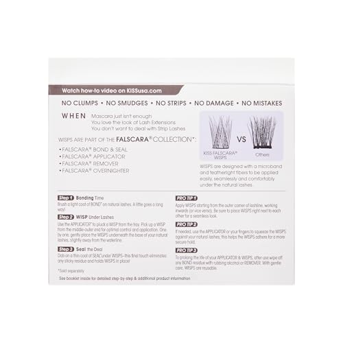 KISS FALSCARA False Eyelashes WISPS Multipack, Bambi, DIY, Natural, Ultra Glam, Invisible, Rewearable 3x, Buildable & Customizable, Easy To Apply, Split Lash Tip | 24 Wisps