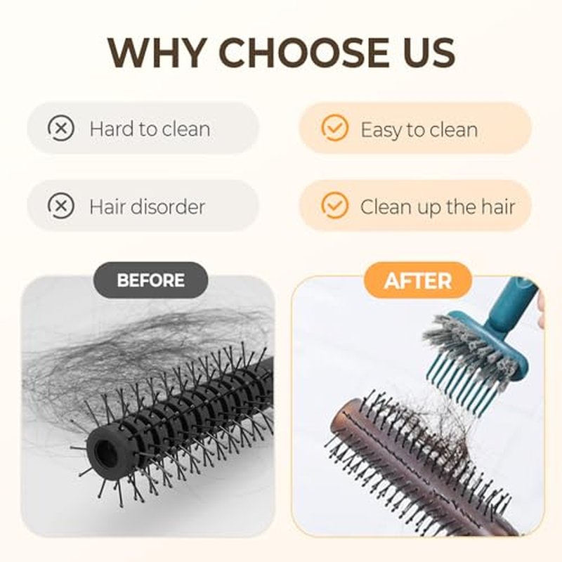 2-in-1 Hair Brush Cleaning Tool with Comb Pick & Bristles