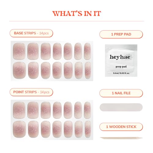 Heyhae Essentials Bundle - Semi Cured Gel Nail Strips (Hey, Picnic Date?) + Got To Go Remover [2 Pack]