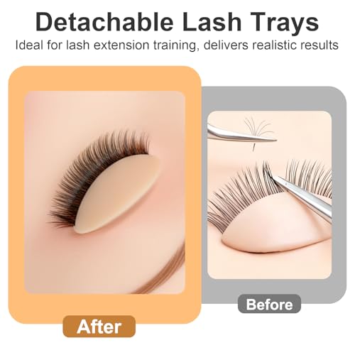12Pcs Replacement Eyelids for Mannequin Head Silicone Rubber Removable Realistic Eyelash Extension Eyelids for Eyelashes Training Practice Makeup Eyelash Extensions