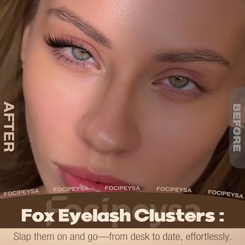 Focipeysa Fox Eye Lash Clusters Kit with Bond, Seal, Remover & Tweezers - C-Fox Version