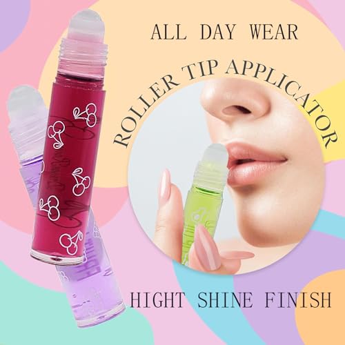 6 Hydrating Roll-On Lip Gloss Set - Moisturizing Lip Oil